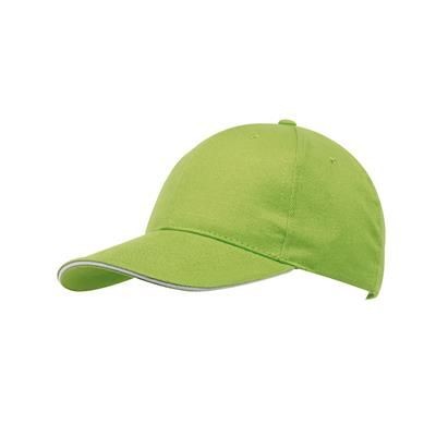 Branded Promotional 6 PANEL SANDWICH-CAP in Pale Green Baseball Cap From Concept Incentives.