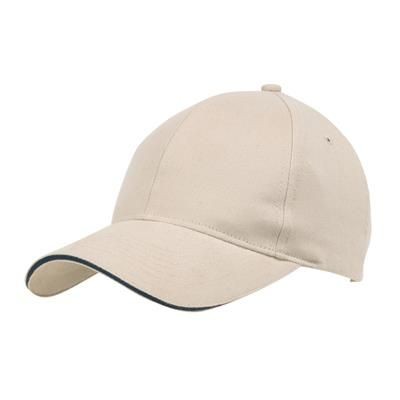 Branded Promotional BASEBALL SANDWICH CAP in Beige Baseball Cap From Concept Incentives.