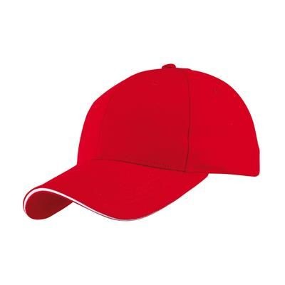 Branded Promotional BASEBALL SANDWICH CAP in Red Baseball Cap From Concept Incentives.