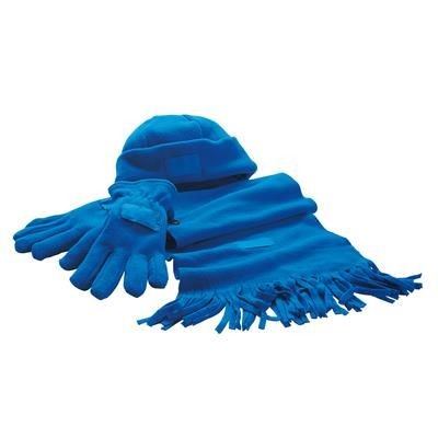 Branded Promotional SOFT FLEECE WINTER SET in Royal Blue Hat From Concept Incentives.