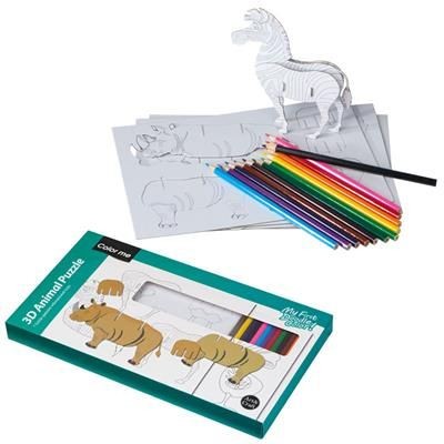 Branded Promotional ADDISON 3D PUZZLE FOR COLOURING Colouring Sheet From Concept Incentives.