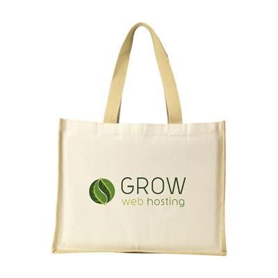 Branded Promotional JUTE CANVAS SHOPPER TOTE BAG in Natural Bag From Concept Incentives.