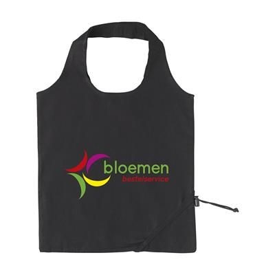 Branded Promotional STRAWBERRY COTTON FOLDING BAG in Black Bag From Concept Incentives.