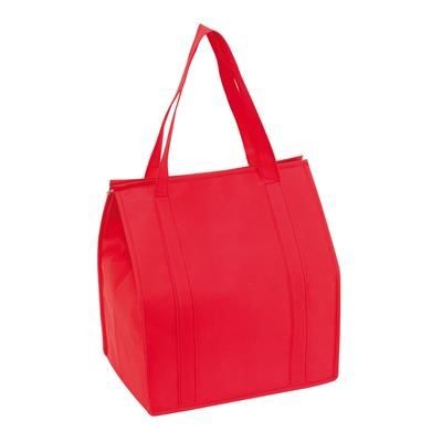 Branded Promotional DEGREE NON WOVEN COOL BAG in Red Cool Bag From Concept Incentives.