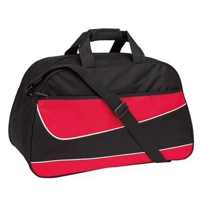 Branded Promotional PEP SPORTS BAG HOLDALL in Black & Red Bag From Concept Incentives.