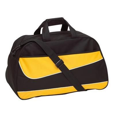 Branded Promotional PEP SPORTS BAG HOLDALL in Black & Yellow Bag From Concept Incentives.