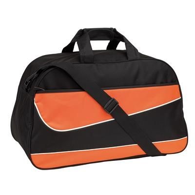 Branded Promotional PEP SPORTS BAG HOLDALL in Black & Orange Bag From Concept Incentives.