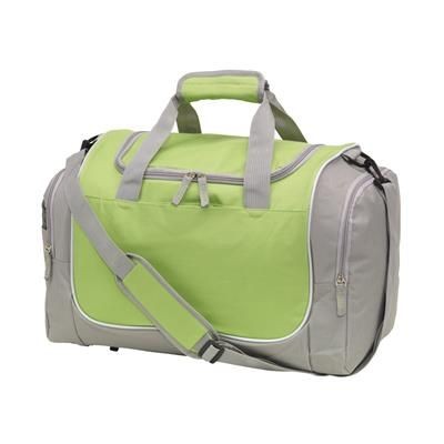 Branded Promotional GYM SPORTS HOLDALL BAG in Grey & Pale Green Bag From Concept Incentives.