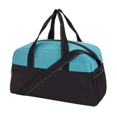 Branded Promotional FITNESS 30 SPORTS BAG in Black & Turquoise Bag From Concept Incentives.