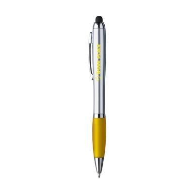 Branded Promotional ATHOSCOLOUR LIGHT-UP TOUCH PEN in Yellow Pen From Concept Incentives.