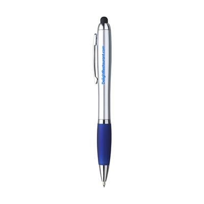 Branded Promotional ATHOSCOLOUR LIGHT-UP TOUCH PEN in Dark Blue Pen From Concept Incentives.