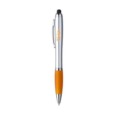 Branded Promotional ATHOSCOLOUR LIGHT-UP TOUCH PEN in Orange Pen From Concept Incentives.