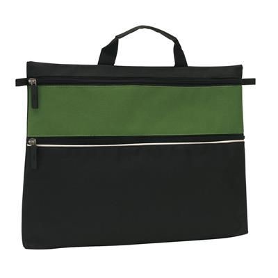 Branded Promotional FILE DOCUMENT BUSINESS BAG in Black & Green Bag From Concept Incentives.