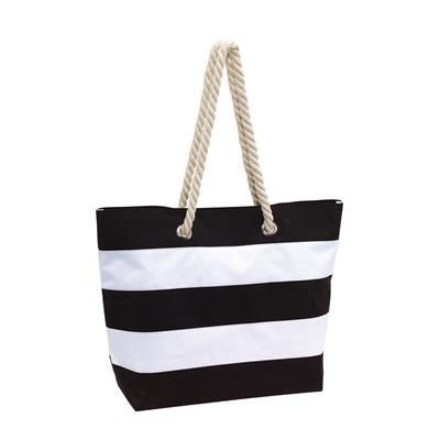 Branded Promotional SYLT 300D BEACH BAG in Black & White Bag From Concept Incentives.