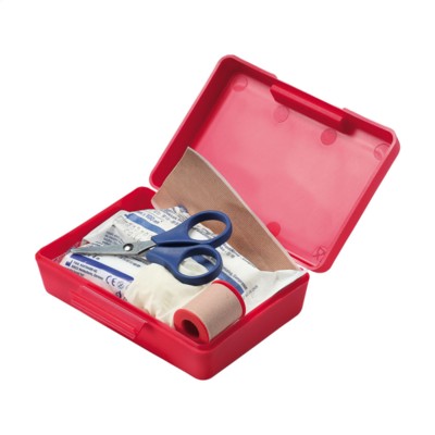 Branded Promotional FIRST AID KIT BOX SMALL in Red First Aid Kit From Concept Incentives.