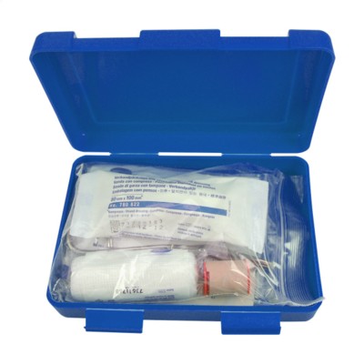 Branded Promotional FIRST AID KIT BOX LARGE in Blue First Aid Kit From Concept Incentives.