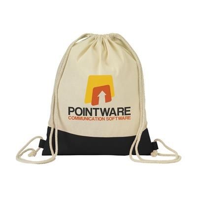 Branded Promotional COTTON PROMO BACKPACK RUCKSACK in Black Bag From Concept Incentives.