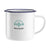 Branded Promotional RETRO ENAMEL MUG in White & BLue Mug From Concept Incentives.