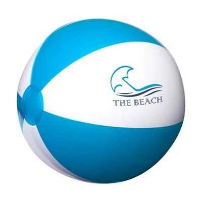 Branded Promotional BEACHBALL 28CM in White & Blue Beach Ball From Concept Incentives.