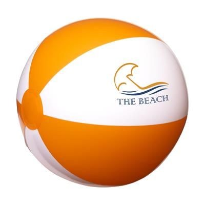 Branded Promotional BEACHBALL 28CM in White & Orange Beach Ball From Concept Incentives.