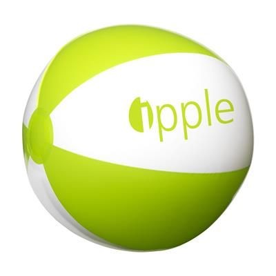 Branded Promotional BEACHBALL 28CM in White & Green Beach Ball From Concept Incentives.