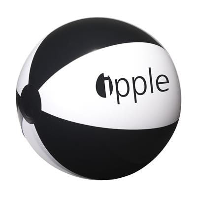 Branded Promotional BEACHBALL 28CM in White & Black Beach Ball From Concept Incentives.