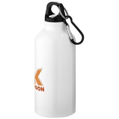 Branded Promotional OREGON 400 ML SPORTS BOTTLE with Carabiner in White Solid Sports Drink Bottle From Concept Incentives.