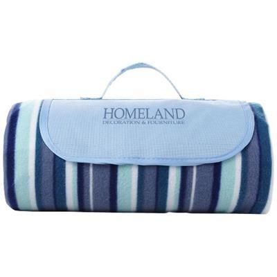 Branded Promotional RIVIERA WATER-RESISTANT PICNIC OUTDOOR PICNIC BLANKET in White Solid-blue Blanket From Concept Incentives.