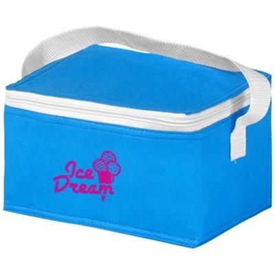 Branded Promotional SPECTRUM 6-CAN NON-WOVEN COOL BAG in Aqua Cool Bag From Concept Incentives.