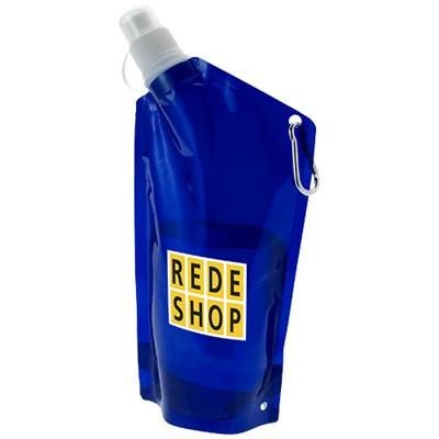 Branded Promotional CABO 600 ML WATER BAG with Carabiner in Clear Transparent Blue Sports Drink Bottle From Concept Incentives.