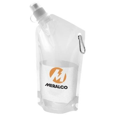 Branded Promotional CABO 600 ML WATER BAG with Carabiner in Transparent Clear Transparent Sports Drink Bottle From Concept Incentives.