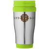 Branded Promotional SANIBEL 400 ML THERMAL INSULATED MUG in Silver-lime Green Mug From Concept Incentives.