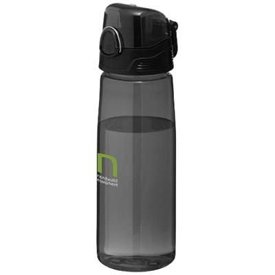 Branded Promotional CAPRI 700 ML SPORTS BOTTLE in Clear Transparent Black Sports Drink Bottle From Concept Incentives.