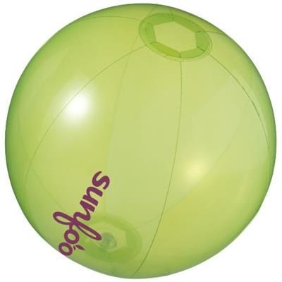 Branded Promotional IBIZA CLEAR TRANSPARENT BEACH BALL in Clear Transparent Green Beach Ball From Concept Incentives.