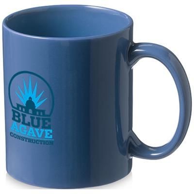 Branded Promotional SANTOS 330 ML CERAMIC POTTERY MUG in Blue Mug From Concept Incentives.