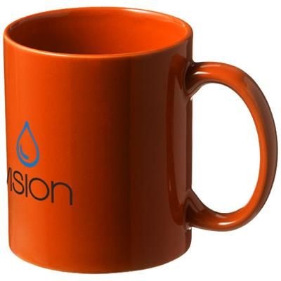 Branded Promotional SANTOS 330 ML CERAMIC POTTERY MUG in Orange Mug From Concept Incentives.