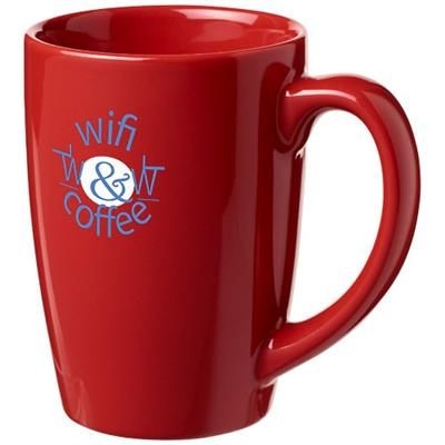 Branded Promotional MEDELLIN 350 ML CERAMIC POTTERY MUG in Red Mug From Concept Incentives.