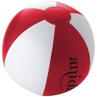 Branded Promotional PALMA SOLID BEACH BALL in Red-white Solid Beach Ball From Concept Incentives.