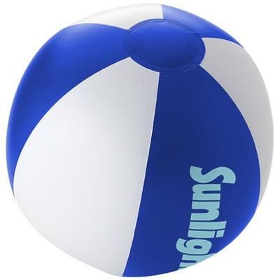 Branded Promotional PALMA SOLID BEACH BALL in Royal Blue-white Solid Beach Ball From Concept Incentives.