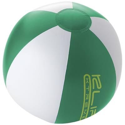 Branded Promotional PALMA SOLID BEACH BALL in Green-white Solid Beach Ball From Concept Incentives.