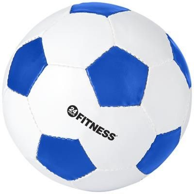 Branded Promotional CURVE SIZE 5 FOOTBALL in White Solid-royal Blue Football Ball From Concept Incentives.