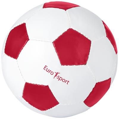 Branded Promotional CURVE SIZE 5 FOOTBALL in White Solid-red Football Ball From Concept Incentives.
