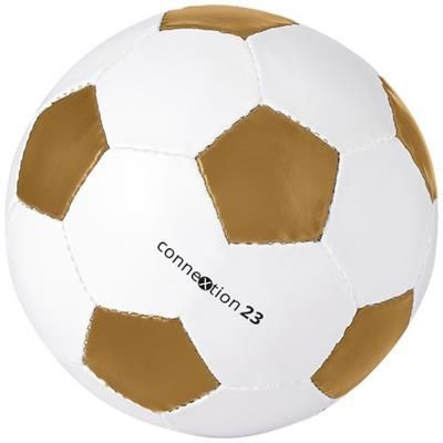 Branded Promotional CURVE SIZE 5 FOOTBALL in Gold Noise Maker From Concept Incentives.