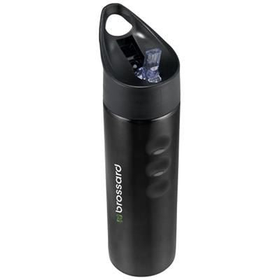 Branded Promotional TRIXIE 750 ML STAINLESS STEEL METAL SPORTS BOTTLE in Black Solid Sports Drink Bottle From Concept Incentives.