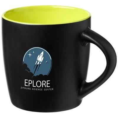 Branded Promotional RIVIERA 340 ML CERAMIC POTTERY MUG in Black Solid-lime Mug From Concept Incentives.