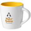 Branded Promotional AZTEC 340 ML CERAMIC POTTERY MUG in White Solid-yellow Mug From Concept Incentives.