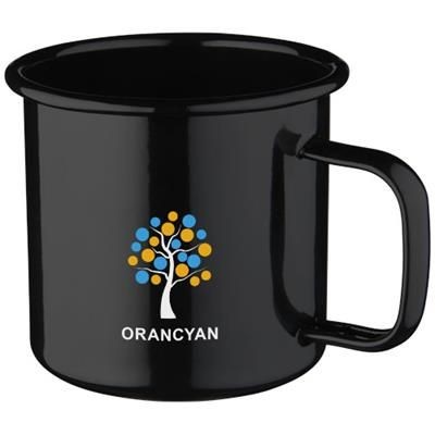 Branded Promotional CAMPFIRE 475 ML MUG in Black Solid Mug From Concept Incentives.