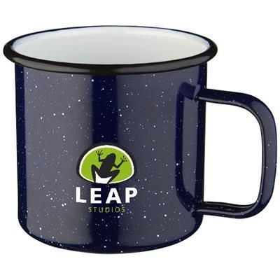 Branded Promotional CAMPFIRE 475 ML MUG in Blue-white Solid Mug From Concept Incentives.