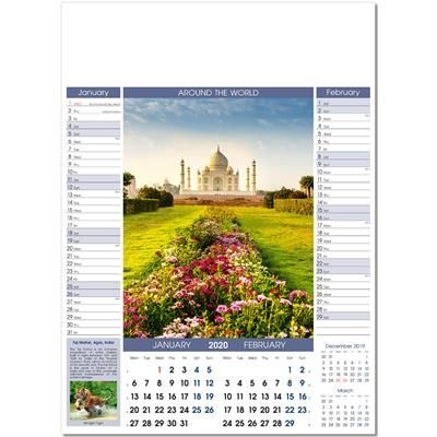 Branded Promotional AROUND THE WORLD WALL CALENDAR Calendar From Concept Incentives.