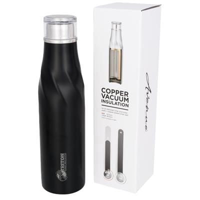 Branded Promotional HUGO 650 ML SEAL-LID COPPER VACUUM THERMAL INSULATED BOTTLE in Black Solid Travel Mug From Concept Incentives.